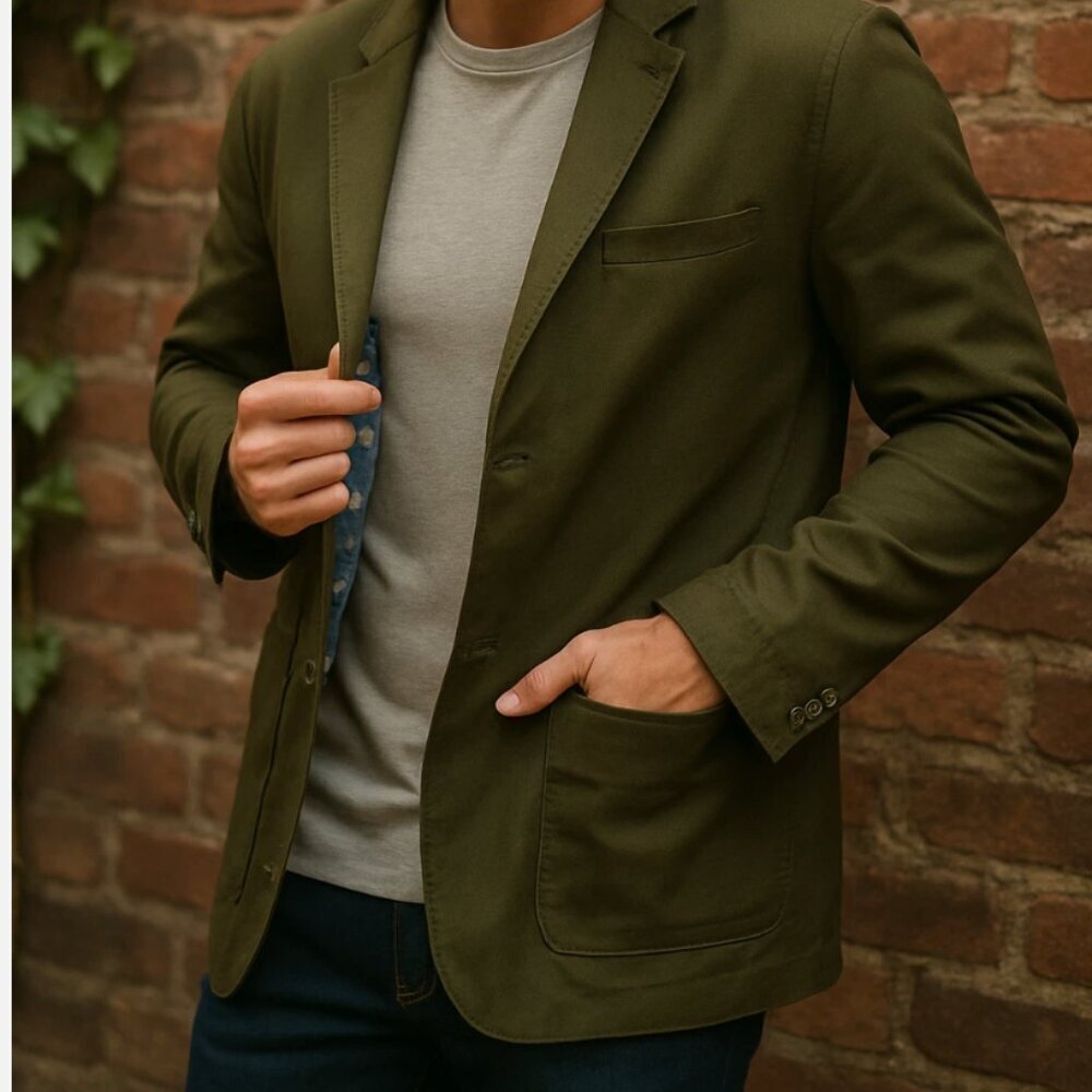 New Territory Ahead Green Jacket Single Breasted Long Sleeve Pockets SZ S